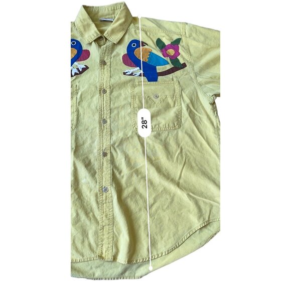 ChaCal VTG Y2K Button Down Campshirt Adult XL Yellow Parrot Grandpacore 90s - Picture 12 of 12